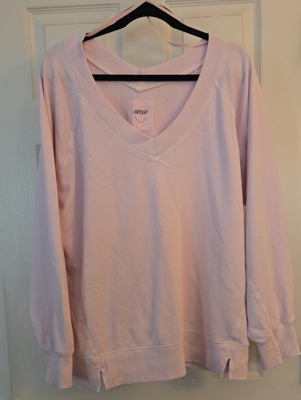 aerie Soft Light Pink V-Neck Pullover Sweatshirt